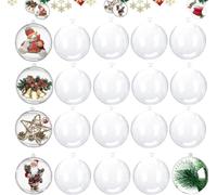 20 Pièces Boules de Noël Transparentes 8cm, Boules Acryliques de Sapin Bricolage Remplissables pour Noël Sapin Anniversaire Mariage Pâque Ornements Décoration