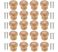 20 PièCes Boutons de Tiroir En Bois,Boutons Tiroir Porte En Bois Ronds,PoignéE Meuble en Bois,Bouton de Placard Bois Avec Vis et Tournevis,Manche en Bois en Forme de Champignon Rond,Pour Armoires