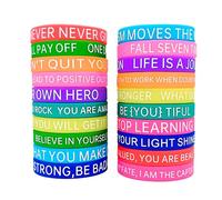 20 Pièces Bracelet en Silicone de Motivation, Bracelets en Caoutchouc Inspirants, Silicone Bracelet, Bracelets D'inspiration en Silicone Couleurs pour Étudiants Adultes Fête sport (Multicolore)