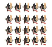 20 Pièces Breloque Chapeau de Diplômé en Alliage, Mini Pendentif | Finition Mate Noire et Rouge, Trou Traversant Standard, pour Étudiants et Enseignants