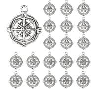 20 Pièces Breloques Boussole Pendentifs, Breloques Boussole Nautiques en Alliage Métallique Pendentifs Vintage pour Bracelet Collier Fabrication de Bijoux Brige Artisanat