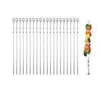 20 Pièces Brochettes de Barbecue en Acier Inoxydable, 38 cm Piques à Brochette Réutilisables - Pour Viande, Légumes, Grillades et Fêtes | Facile à Nettoyer et Idéal pour Camping