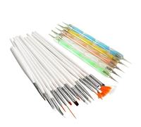 20 Pieces Brosses À Ongles Ensemble Stylo Kit Gel Vernis Ventilateur Brosse Ligne Ongles Strass Peinture Stylo Gaufrage Formant Acrylique Brosse