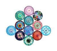20 pièces Cabochons en Verre Imprimés 12mm pour Fabrication de Bijoux DIY | Dôme Demi-Rond à Dos Plat, Motifs Variés, Collage Facile, Ornements Décoratifs pour Créations Artisanales Couleur Aléatoire