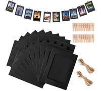 20 Pièces Cadres Photo en Papier Kraft, 11.4x15.4cm Cadres en Carton Kraft Papier, avec Pinces en Bois et Corde de Chanvre, Suspendus, pour Bureau Domicile Dortoir Chambre Murale Décorations, Noir