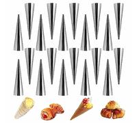 20 Pièces Cannoli Moule pour Croissants, Moules à Cornets en Acier Inoxydable, Crème Conique Spirale, Facile à Nettoyer, pour Croissants, Pâte Feuilletée, Crème Glacée (8.8 * 2cm)