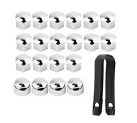 20 Pièces Capuchons d'écrou de Roue, 17mm Cache Ecrou Anti-Poussière Capuchons Protection Hexagonal Chrome Ecrou Cache-Boulons Universel avec Antivol pour Plupart des Vis de Roues de Voiture