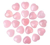 20 pièces coeur de quartz rose, mini cristaux de coeur polis pour pierre poche méditation pour un transport quotidien ensemble cadeaux quartz rose naturel - Cristaux