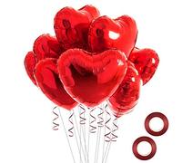 20 Pièces Coeur Fleuret Ballons D'hélium avec 2 Rouleaux de Rubans pour Mariage, Saint Valentin, Fiançailles, Anniversaire, Douche de Bébé Décorations (Rouge)