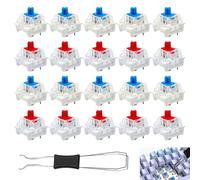 20 Pièces Commutateurs Mécaniques de Clavier avec Extracteur de Touches, Bleu(Clicky)/Rouge(Linears) Transparent 3 Broches Interrupteur, pour Cherry MX Gateron Remplacement Bricolage (10 de Chaque)