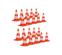 ECD Germany 20 Pièces Cônes de Signalisation 47 cm, Orange-Blanc, Pylône de Chantier avec 2 Bandes Réfléchissantes, Plot de Circulation Empilable et Flexible, Balise de Marquage Routier de Sécurité