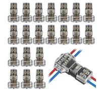 20 pièces Connecteur en T 2 Broches, T Verbinder, Électriques en T Étanches 2 Broches 20/22 AWG, Connecteurs Sans Soudure pour Fil Électrique, Câble LED, Voiture et Connexions Rapides