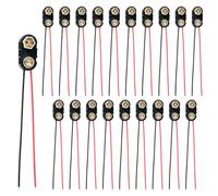 20 Pièces Connecteurs à Clip de Batterie 9 V,Connecteur Pile 9v,Câble de 15 cm, Clips en Plastique Noir et Cuir de Type I, Parfaits pour Projets Électroniques et Blocs 9V (I Type)