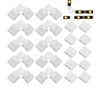 20 Pièces Connecteurs LED 4 Pin 10mm pour Rubans LED RGB SMD 5050, avec 10pcs Connecteurs d'Angle en L et 10pcs Connecteur Bande LED, 4 Broches Raccord Bande LED Sans Soudure pour Installation Facile
