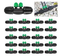20 Pièces Connecteurs T Barbelé Verrouillés, Kalolary Kit Raccords d'Irrigation Goutte 1/2 à 1/4" Connecteur Femelle Verrouillage 12/16 à 4/7 mm d'Irrigation Verrouillage Barbelé 4 Voies (Noir Vert)