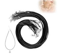 20 Pièces Cordon Collier, Collier de Corde de Cire avec Fermoir, Noir Collier Réglable, Cordon de Collier Wax en Cuir Artificiel Mousqueton en Corde Tressée DIY Collier Pendentif Accessoires