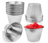 20 Pièces Coupelle, Acier Inoxydable Coupelle Aperitif, Coupelle Dessert, Coupelles Aperitif, Pot Sauce, Réutilisable Pot a Sauce Convient pour Cuisine Restaurant Bar Pique Nique Barbecue (75ml)