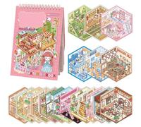 20 Pièces cozy stickers,fabrique a stickers 3dAutocollants de Scène 3D House DIY Adorables Autocollants 3D pour Adultes, Enfants,diy miniature house，B