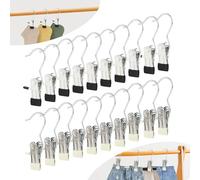 20 Pièces Crochet à Linge Portable Métal - Clips de Cintre à Linge en Acier Inoxydable-Cintre Pince Crochets - Pince de Rangement pour Armoire pivotante à 360 ° pour Pantalons, Serviettes, etc