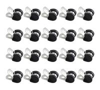 20 pièces de colliers de serrage en acier inoxydable, forme en R pour tuyau, colliers de serrage pour câble avec doublure en caoutchouc, pinces à isoler en métal, colliers de serrage articulés (8 mm)