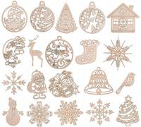 20 pièces de décorations d'arbre de Noël en bois Noël Pendentif arbre de Noël Sapin Décoration Bijoux