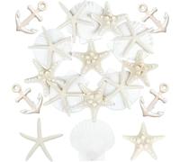 20 Pièces de Décorations Thème Marin en Résine, 10 étoiles de Mer, 5 Coquilles Saint-Jacques, 5 Ancres, Plage, Aquarium, DIY, Projet de Bricolage, Maison, Thème Bord de Mer, Étoiles de Mer