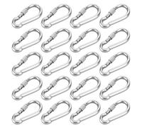 20 Pièces de Mousquetons à Ressort, M7 70mm en Acier Inoxydable avec Écrous de Sécurité et Charge de 150KG pour Camping, Randonnée, Pêche, Hamac et Laisse pour Chien
