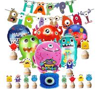 20 Pièces Décoration Anniversaire Monstre,Monstre Anniversaire Decoration,Monstre Gâteau Toppers,Convient Pour La Fête D'anniversaire,Décoration De Fête À Thème De Dessin Animé