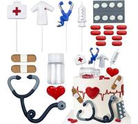 20 pièces Décorations pour la fête du personnel médical, ensemble d'accessoires pour gâteau d'anniversaire de médecin, décorations pour gâteau d'infirmière
