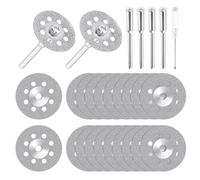 20 Pièces Diamant Coupe Roue(Ø) 22 mm, pour Accessoires d'outils rotatifs Dremel, mini Disques àTronçonner Perforés, mini Disques Diamantés avec 4 Pièces 3 mm Mandrin pour Pierre, Verre