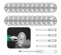 20 Pièces Disques De Diamant Compatibles Avec Outil Rotatif, 22mm Disques De Coupe Avec 4 Tiges, Accessoire Pour Carrelage, Verre, Pierre, Bois, Acier Durci, Cuivre, Plaques De Plâtre