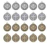 20 Pièces D'Ornements D'Insigne De Croyant, Pendentifs en Métal Rétro, Médaillons en Argent San Benito, Accessoires De Bijoux À Bricoler Soi-Même, Porte-Clés.