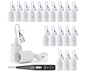 20 Pièces Douille Ampoule E27 Avec Crayon de Test,Base de Lumière e27 Douille de Suspension Douille de Chantier,Douille Plafond,Douille de Lampe E27 Avec Câble Pour Accessoires d'éclairage,Blanc