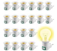 20 Pièces Douille E27 Avec Interrupteur Sans Fil, Adaptateur De Prise De Lumière, Prise De Lumière Enfichable, Douille De Lampe E27 Sans Câble Pour Applique, Lampe De Cuisine, Ampoule LED