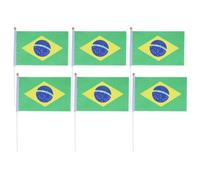 20 Pièces Drapeau du Brésil à Main avec Bâtonnet, Polyester et | Classement Pays, Usage en Classe ou Ouverture, Lavable, Ne Se Décolore Pas, Format Portable