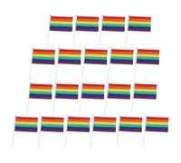 20 Pièces Drapeaux de Fierté Arc-en-ciel Portatifs pour Défilé | Polyester et Plastique, Légers, Format Compact, pour Bars, Lesbiennes et Mouvements Sociaux