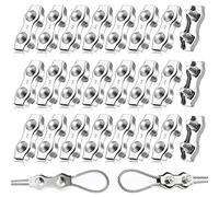 20 Pièces Duplex Clips M2 Câble Métallique Clips Inoxydable 304 Pinces Duplex pour Gréement de Câble Métallique de 2 mm