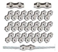20 Pièces Duplex Clips M3 Câble Métallique Clips Inoxydable 304 Pinces Duplex pour Gréement de Câble Métallique de 3 mm