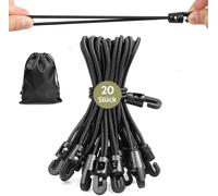 20 Pieces Elastic Bungee Cord With Hooks 15 Cm Elastic Bungee Cord For Tarpaulins,Camping Tents,Awnings And Outdoor Storage