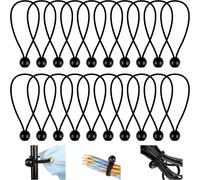 20 Pieces Elastic Bungee Cords,150 Mm Flexible Elastic Sandow,Ball Bungee Cords,Durable Elastic Cords,For Banners,Tarpaulins,Camping,Tents (Black)