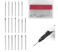 20 Pièces Ensemble de Fraise Diamantées pour Outils Rotatifs, Fraise Metal Mèches de Meulage avec Tige de 3mm pour Sculpture, Bricolage, Polissage et Gravure sur Pierre, Verre, Céramique et Métal