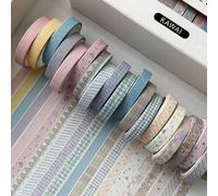 20 pièces ensemble de rubans washi fins 7mm*3m, rubans adhésifs de masquage à motifs multiples, autocollants de décoration, ruban de registre manuscrit, ruban de papier rétro, ruban de registre manusc