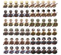 20 pièces/ensemble Soldats militaires de la Seconde Guerre mondiale, armées soviétiques, américaines, britanniques, françaises, japonaises, canadiennes, italiennes, chinoises, blocs de construction, 2