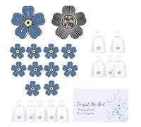 20 Pièces Épingles Commémoratives pour Funérailles, Forget Me Not Broches Fleuries avec Cartes Poétiques & Sachet en Laine Cadeaux Souvenir Sympathie