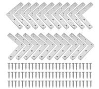 20 Pièces Équerre d’Angle Plate en Acier Inoxydable, Equerre de Fixation en Forme de L avec Vis, pour Fixation Meubles, Armoires, Étagères en Bois, Tables et Chaises en Bois (80 x 80 mm)