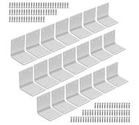 20 Pièces Équerre Fixation avec Vis, 90 Degrés Coin en Acier Inox, D'angle en Forme de Renforcée, Support Angle Droit Brace Inoxydable pour Bois Réparation Meubles 40 x 40 x 40 x 2mm, 6 Trous (A)