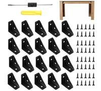 20 Pièces Etagere Métallique d'angle, 90 Degrés Equerre Etagere Murale, Connecteurs de Angle avec 40 Vis et Tournevis Double, Corner Support d'angle pour Stabiliser les Lits, les Armoires