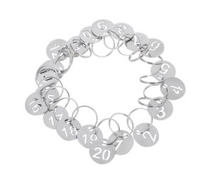20 Pièces Étiquettes Numérotées 23mm Rondes en Acier Inoxydable | Design Évidé, Gravure des Chiffres, Légères et Solides, pour Atelier ou Hôtel, Couleur Argenté