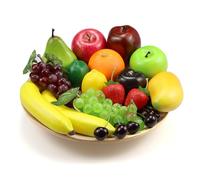 20 Pièces Faux Fruits, Fruits Artificiels Pour La Décoration De La Fête, Centres De Table Réalistes Décoration De La Maison Cuisine, Faux Fruits Réalistes Pomme Banane Raisin Mangue Orange Poire