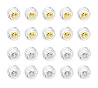 20 pieces Fermoirs Boucles d'Oreilles Sécurisés en Silicone Hypoallergénique, Insertions Dorées et Argentées avec Capuchons de Protection en Résine